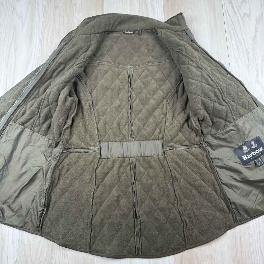 Barbour Cavalry Polarquilt Fleece Lined Jacket Olive Womens Size USA 10 Quilted - Picture 2 of 11
